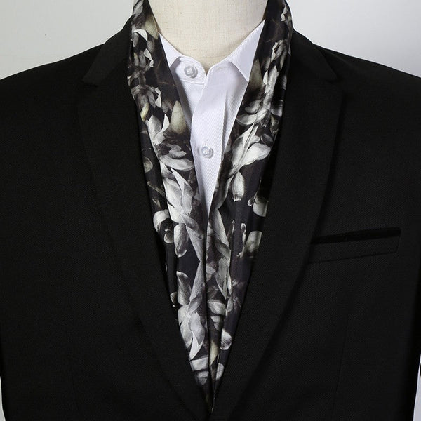 Lightweight Short Silk Scarf, Casual Silk Scarf Men, Mens Dress Silk Scarf, Short Silk Ascot Men, Silk Scarf For Blazer, Mens Summer Silk Scarf-ArtWorkCrafts.com