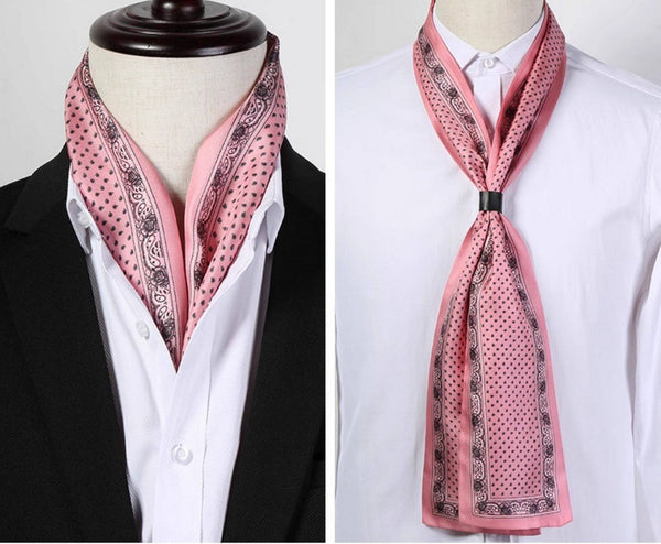 Mens Dress Silk Scarf, Short Silk Ascot Men, Lightweight Short Silk Scarf, Casual Silk Scarf Men, Silk Scarf For Blazer, Mens Summer Silk Scarf-ArtWorkCrafts.com