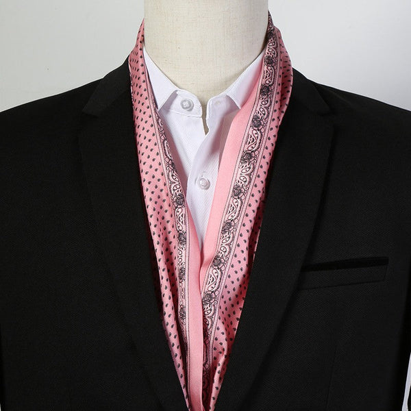 Mens Dress Silk Scarf, Short Silk Ascot Men, Lightweight Short Silk Scarf, Casual Silk Scarf Men, Silk Scarf For Blazer, Mens Summer Silk Scarf-ArtWorkCrafts.com