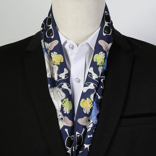 Short Silk Ascot Men, Silk Scarf For Blazer, Mens Summer Silk Scarf, Narrow Pure Silk Scarf, Short Silk Neckerchief Men, Soft Silk Short Scarf, Business Slim Silk Scarf, Mens Thin Silk Neck Scarf-ArtWorkCrafts.com