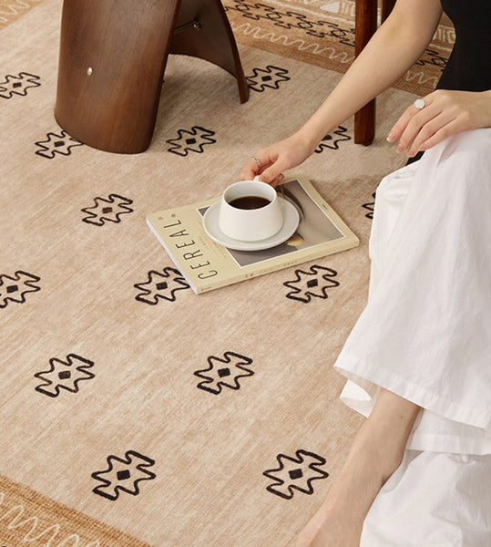 Abstract Contemporary Modern Rugs, Modern Rugs for Dining Room, Geometric Contemporary Rugs Next to Bed, Mid Century Area Rugs for Living Room-ArtWorkCrafts.com