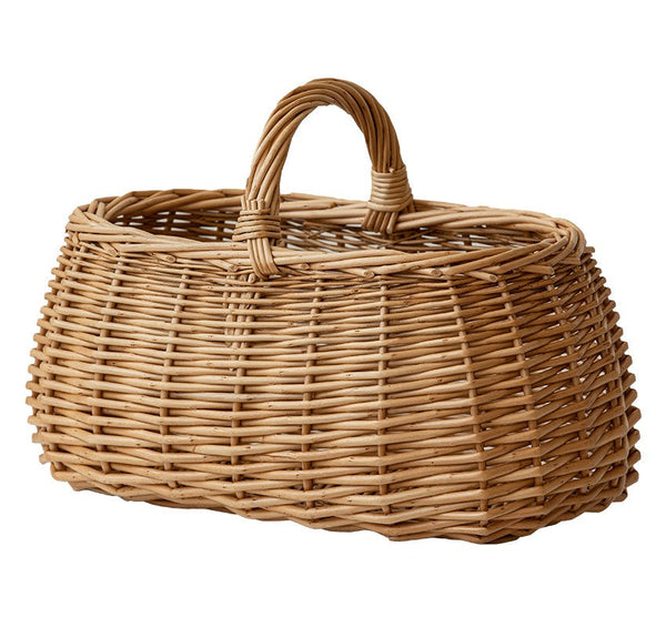 Hand-woven Wicker Storage Basket, Small Picnic Storage Basket with Handle, Willow Weaving Baskets for Vegetable, Natural Fruit Basket, Kitchen Storage Baskets-ArtWorkCrafts.com
