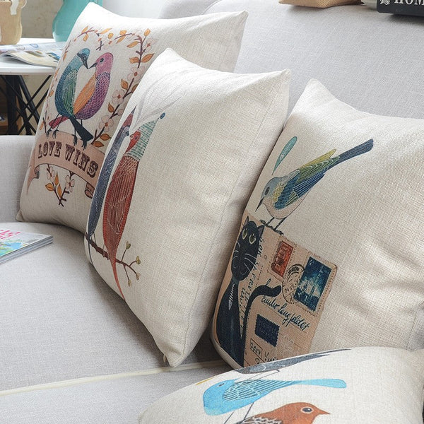 Love Birds Throw Pillows for Couch, Singing Birds Decorative Throw Pillows, Modern Sofa Decorative Pillows, Decorative Pillow Covers-ArtWorkCrafts.com