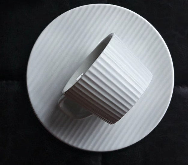 Unique White Tea Cup, Modern Handmade Pottery Coffee Cup, Creative White Ceramic Coffee Cup with Saucer, White Tea Cup for Traditional Afternoon Tea-ArtWorkCrafts.com