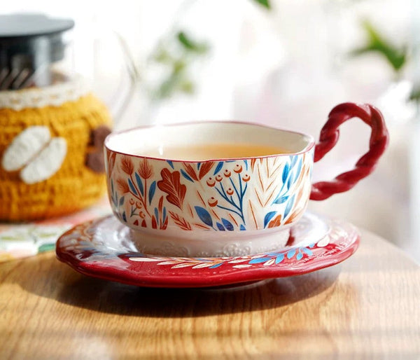 Ceramic Coffee Cup Set, Tea Cup With Saucer, Coffee Cup With Saucer, Porcelain Tea Cup Set, British Afternoon Tea Set, Gift Box Tea Set-ArtWorkCrafts.com