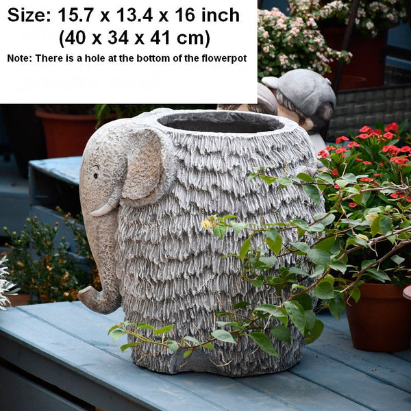 Elephant Flower Pot, Modern Animal Statue for Garden Ornaments, Large Elephant Flowerpot, Resin Statue for Garden, Villa Outdoor Decor Gardening Ideas-ArtWorkCrafts.com