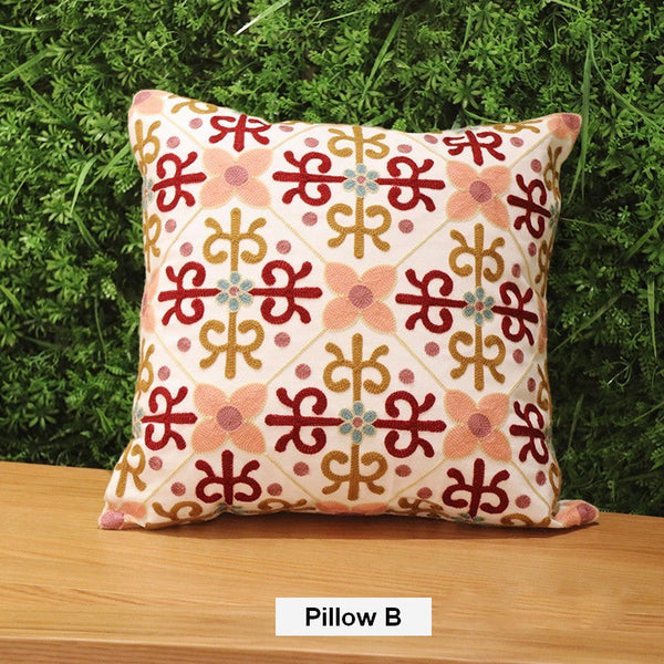 Cotton Flower Decorative Pillows, Decorative Sofa Pillows, Embroider Flower Cotton Pillow Covers, Farmhouse Decorative Throw Pillows for Couch-ArtWorkCrafts.com