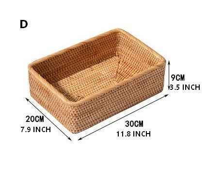Rectangular Storage Basket for Living Room, Small Kitchen Storage Baskets, Woven Storage Baskets, Rattan Storage Baskets for Shelves-ArtWorkCrafts.com