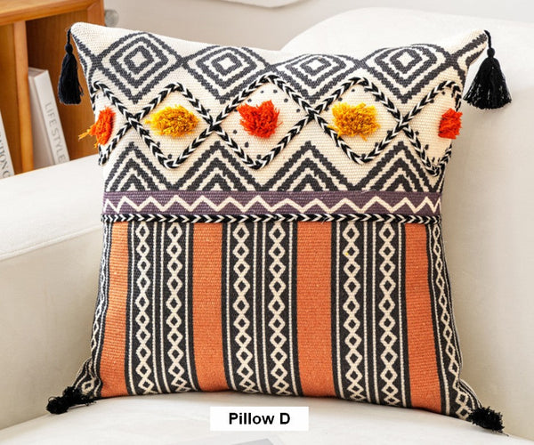Geometric Modern Pillow Covers, Oriental Square Pillows for Bedroom, Bohemian Decorative Sofa Pillows, Decorative Throw Pillows for Couch-ArtWorkCrafts.com