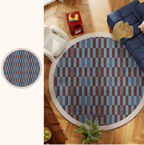 Modern Rugs for Dining Room, Geometric Modern Rugs for Living Room, Mid Century Circular Rugs for Bedroom, Abstract Contemporary Round Rugs under Chairs-ArtWorkCrafts.com