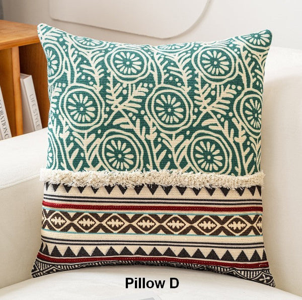 Oriental Square Pillows for Couch, Geometric Modern Pillows, Decorative Throw Pillows for Living Room, Bohemian Decorative Sofa Pillows-ArtWorkCrafts.com
