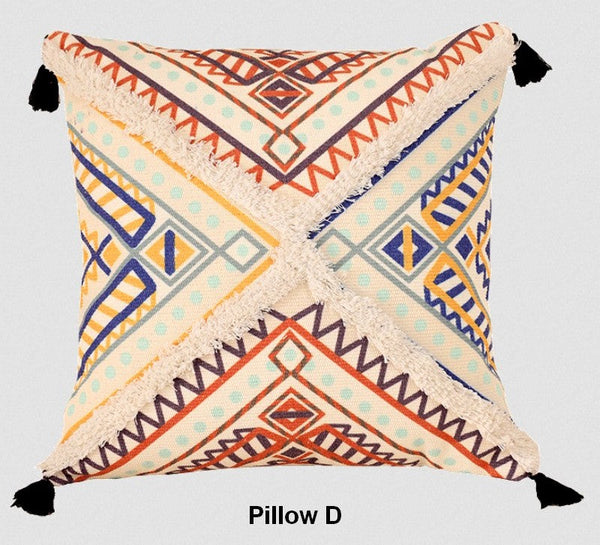 Square Pillows for Couch, Oriental Decorative Throw Pillows for Living Room, Geometric Modern Pillow Covers, Bohemian Decorative Sofa Pillows-ArtWorkCrafts.com