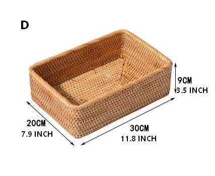 Woven Rectangular Basket for Shelves, Rattan Storage Basket, Storage Baskets for Bathroom, Woven Baskets for Living Room-ArtWorkCrafts.com