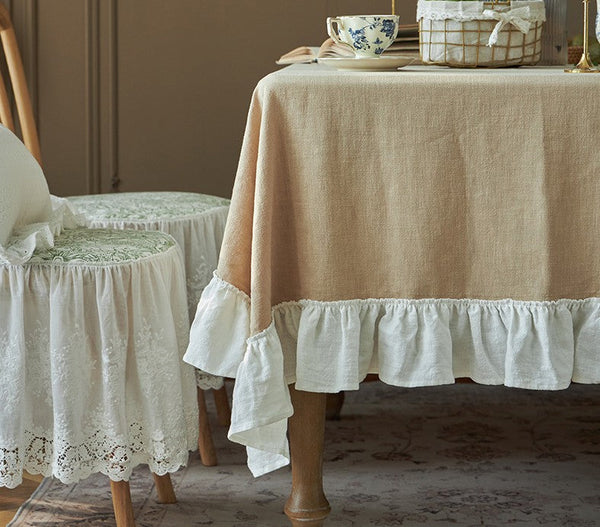 Modern Table Cloth, Beige Tablecloth for Home Decoration, Square Tablecloth for Round Table, Extra Large Rectangle Tablecloth for Dining Room Table-ArtWorkCrafts.com