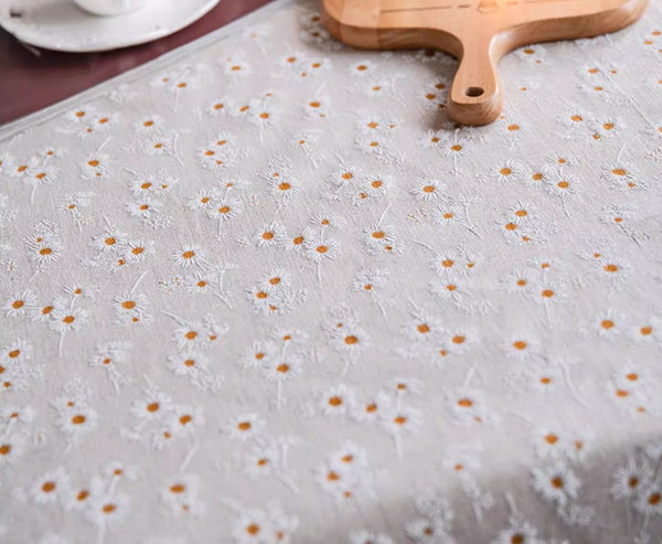 Country Farmhouse Tablecloth, Rustic Flower Pattern Table Covers for Kitchen, Large Rectangle Tablecloth for Dining Room Table, Linen Rectangular Tablecloth for Oval Table-ArtWorkCrafts.com