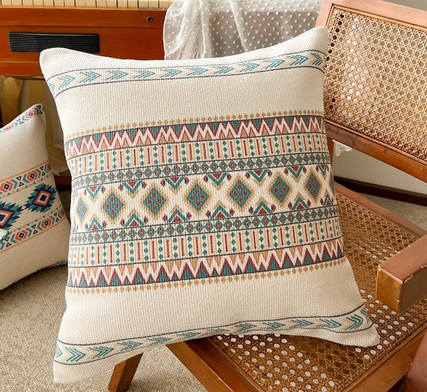 Modern Square Pillows for Couch, Bohemian Decorative Sofa Pillows, Geometric Modern Pillow Covers, Oriental Decorative Throw Pillows for Dining Room-ArtWorkCrafts.com