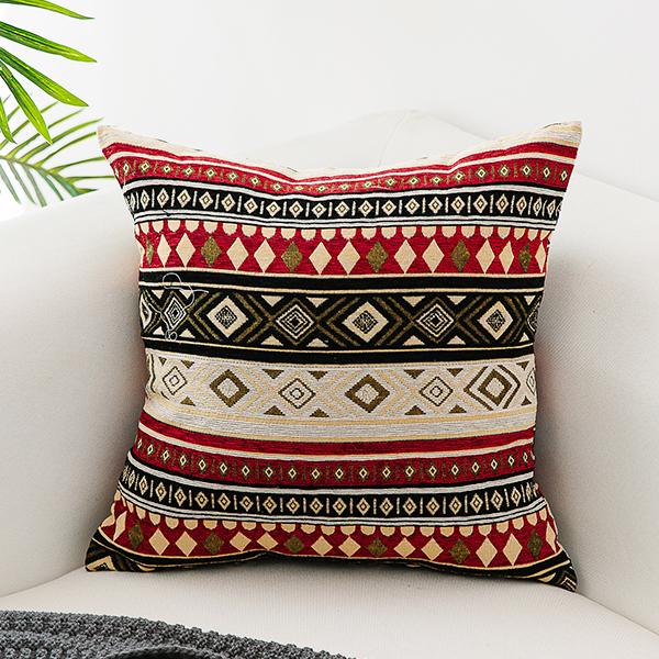 Bohemian Decorative Sofa Pillows, Extra Large Geometric Pattern Chenille Throw Pillows, Oriental Throw Pillow for Couch-ArtWorkCrafts.com