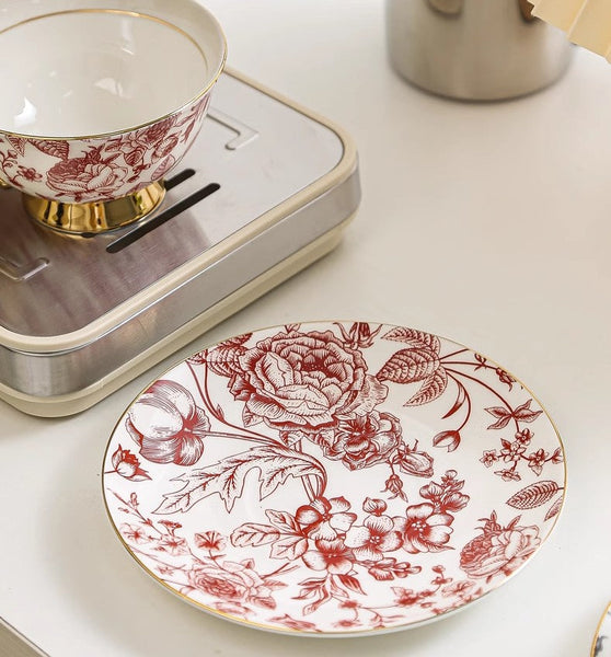 Creative Porcelain Tea Cup Saucer Set, Beautiful British Tea Cups, Elegant Flower Ceramic Cups, Unique Royal Coffee Cup and Saucer-ArtWorkCrafts.com
