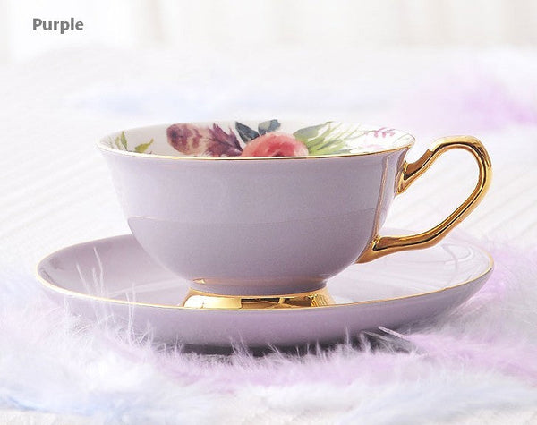 Royal Porcelain Tea Cup Saucer Set, Elegant Flower Pattern Ceramic Coffee Cups, Beautiful British Tea Cups, Unique Traditional Afternoon Tea Cup and Saucer in Gift Box-ArtWorkCrafts.com