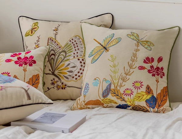 Decorative Throw Pillows for Living Room, Decorative Sofa Pillows, Butterfly Dragonfly Cotton and linen Pillow Cover, Modern Decorative Pillows for Couch-ArtWorkCrafts.com
