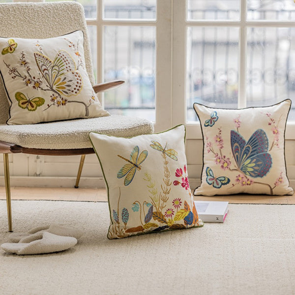 Decorative Throw Pillows for Living Room, Decorative Sofa Pillows, Butterfly Dragonfly Cotton and linen Pillow Cover, Modern Decorative Pillows for Couch-ArtWorkCrafts.com
