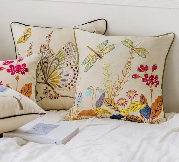 Decorative Throw Pillows for Living Room, Decorative Sofa Pillows, Butterfly Dragonfly Cotton and linen Pillow Cover, Modern Decorative Pillows for Couch-ArtWorkCrafts.com