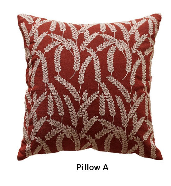 Decorative Pillows for Couch, Farmhouse Sofa Decorative Pillows, Wheat Stalk Pumpkin Decorative Throw Pillows, Embroider Cotton Pillow Covers-ArtWorkCrafts.com
