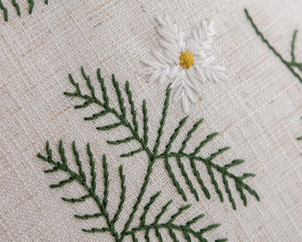 Embroider Flower Cotton Pillow Covers, Decorative Pillows for Sofa, Farmhouse Decorative Pillows for Couch, Spring Flower Decorative Pillows for Bedroom-ArtWorkCrafts.com