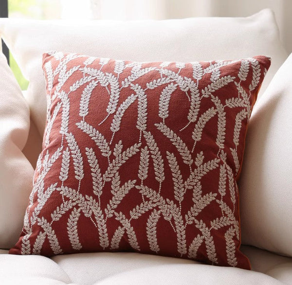 Decorative Pillows for Couch, Farmhouse Sofa Decorative Pillows, Wheat Stalk Pumpkin Decorative Throw Pillows, Embroider Cotton Pillow Covers-ArtWorkCrafts.com