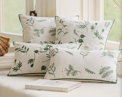 Spring Flower Decorative Pillows for Dining Room, Embroider Flower Cotton Pillow Covers, Decorative Pillows for Sofa, Farmhouse Decorative Pillows for Couch-ArtWorkCrafts.com