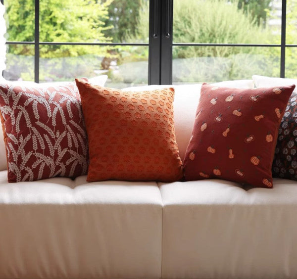 Decorative Pillows for Couch, Farmhouse Sofa Decorative Pillows, Wheat Stalk Pumpkin Decorative Throw Pillows, Embroider Cotton Pillow Covers-ArtWorkCrafts.com