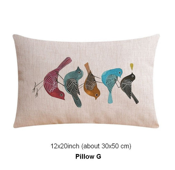 Love Birds Throw Pillows for Couch, Singing Birds Decorative Throw Pillows, Modern Sofa Decorative Pillows, Decorative Pillow Covers-ArtWorkCrafts.com