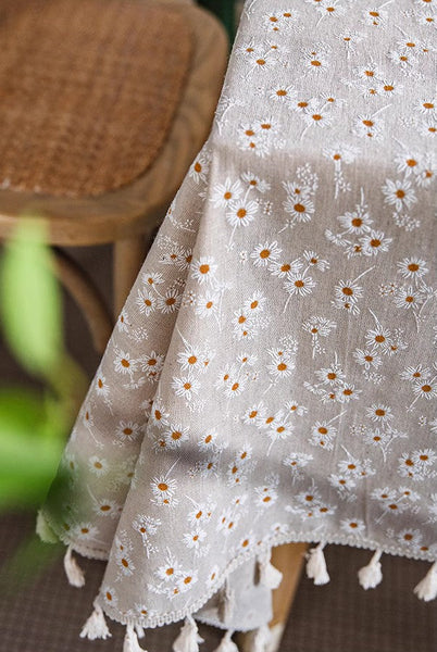 Country Farmhouse Tablecloth, Rustic Flower Pattern Table Covers for Kitchen, Large Rectangle Tablecloth for Dining Room Table, Linen Rectangular Tablecloth for Oval Table-ArtWorkCrafts.com