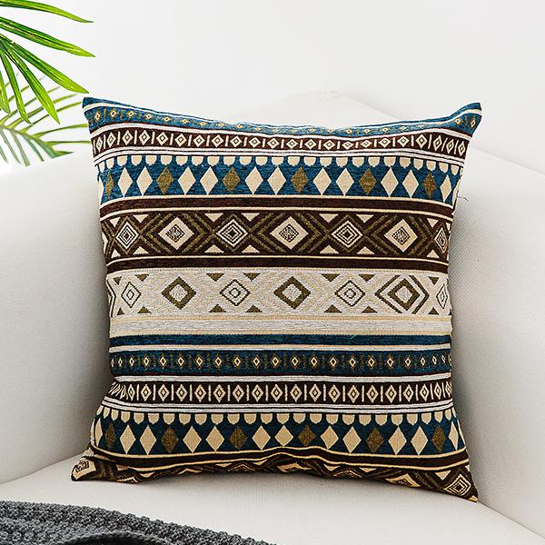 Bohemian Decorative Sofa Pillows, Extra Large Geometric Pattern Chenille Throw Pillows, Oriental Throw Pillow for Couch-ArtWorkCrafts.com