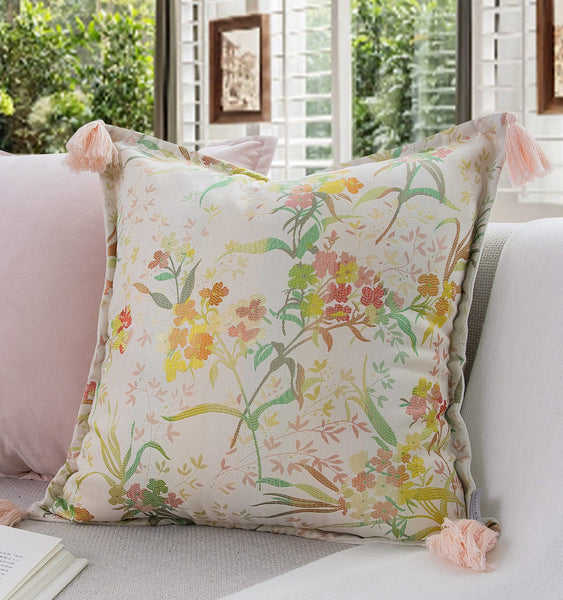 Decorative Pillows for Bed, Living Room Decorative Pillows, Modern Decorative Cushions, Decorative Pillow Arrangement Ideas for Interior Design, Embroidered Floral Bird Pattern Pillow Covers-ArtWorkCrafts.com