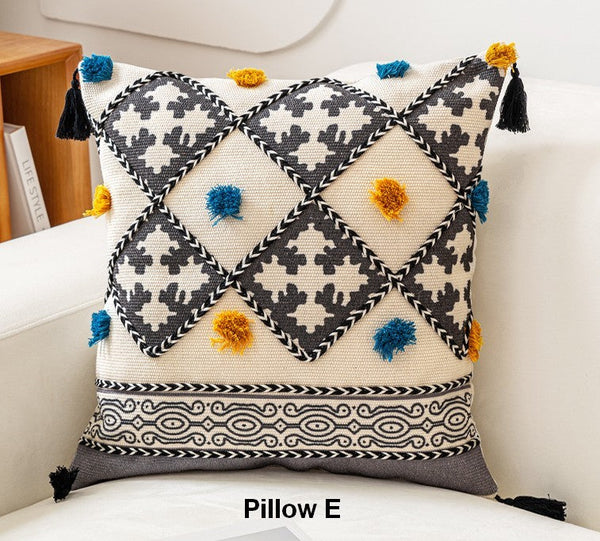 Oriental Square Pillows for Couch, Geometric Modern Pillows, Decorative Throw Pillows for Living Room, Bohemian Decorative Sofa Pillows-ArtWorkCrafts.com
