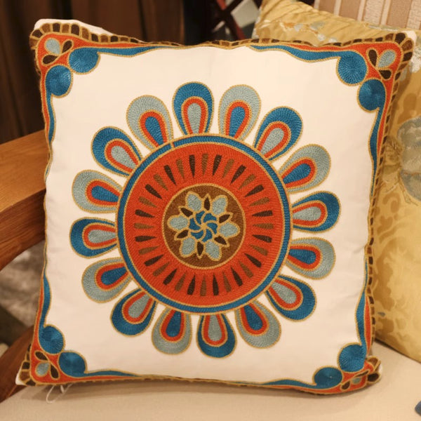 Decorative Throw Pillows for Couch, Embroider Flower Cotton Pillow Covers, Cotton Flower Decorative Pillows, Farmhouse Decorative Sofa Pillows-ArtWorkCrafts.com