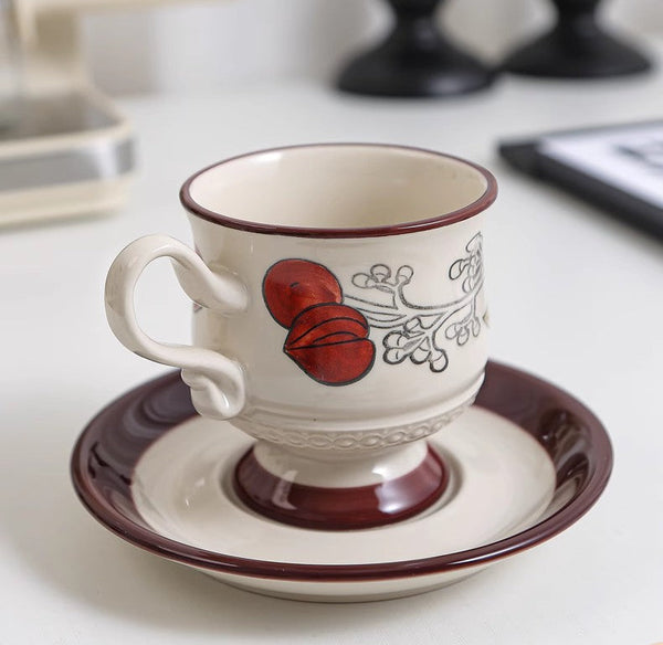 Elegant Ceramic Cups, Creative Coffee Cup and Saucer, Creative Porcelain Tea Cup Set, Beautiful British Tea Cups for Afternoon Tea-ArtWorkCrafts.com