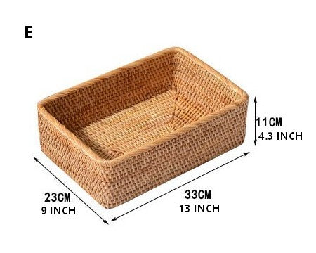 Rectangular Storage Basket for Living Room, Small Kitchen Storage Baskets, Woven Storage Baskets, Rattan Storage Baskets for Shelves-ArtWorkCrafts.com