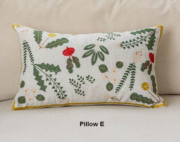 Decorative Pillows for Couch, Spring Flower Decorative Throw Pillows, Farmhouse Sofa Decorative Pillows, Embroider Flower Cotton Pillow Covers-ArtWorkCrafts.com