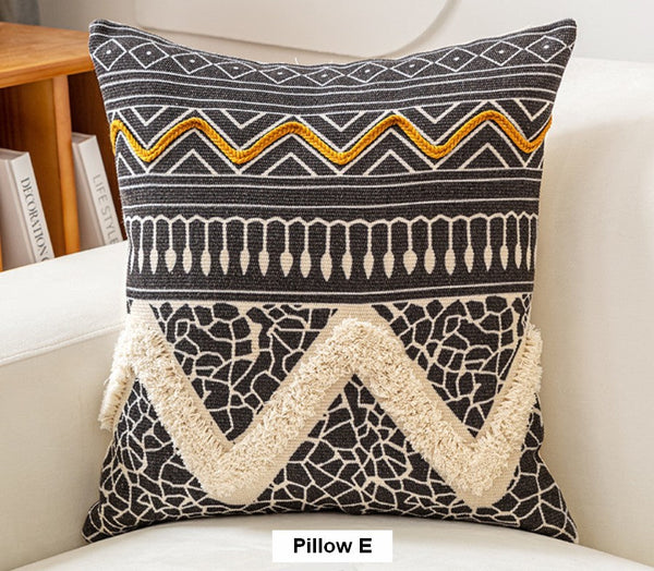 Unique Oriental Square Pillows for Bedroom, Geometric Modern Pillow Covers, Bohemian Decorative Sofa Pillows, Decorative Throw Pillows for Couch-ArtWorkCrafts.com