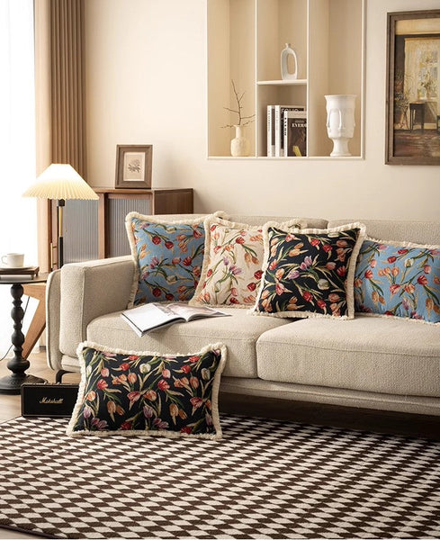 Tulip Flower Pillow Covers, Large Flower Decorative Pillows for Bedroom, Decorative Sofa Pillows for Couch, Farmhouse Decorative Pillows-ArtWorkCrafts.com