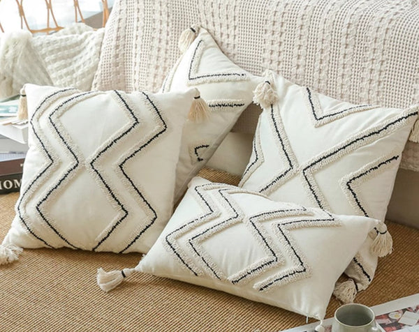 Geometric Square Modern Throw Pillows for Couch, Beige Decorative Throw Pillows, Contemporary Throw Pillow for Interior Design-ArtWorkCrafts.com
