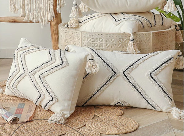 Geometric Square Modern Throw Pillows for Couch, Beige Decorative Throw Pillows, Contemporary Throw Pillow for Interior Design-ArtWorkCrafts.com