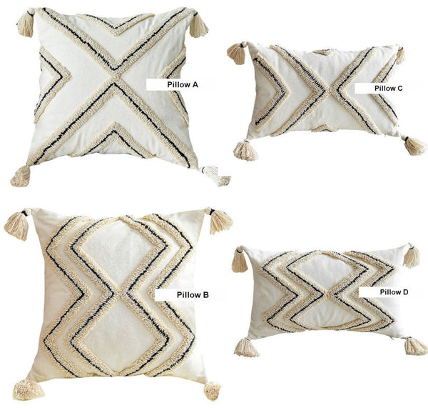 Geometric Square Modern Throw Pillows for Couch, Beige Decorative Throw Pillows, Contemporary Throw Pillow for Interior Design-ArtWorkCrafts.com