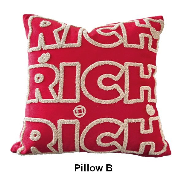 Modern Decorative Pillows for Interior Design, Contemporary Modern Sofa Pillow Covers, Red Square Modern Throw Pillows for Couch-ArtWorkCrafts.com