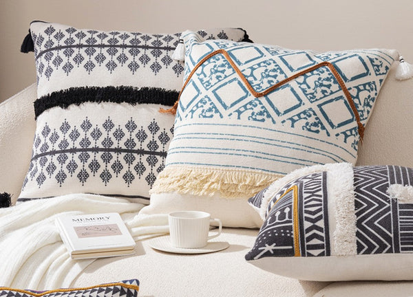 Bohemian Decorative Sofa Pillows for Bedroom, Decorative Square Pillow Covers, Geometric Pattern Decorative Pillow for Couch-ArtWorkCrafts.com