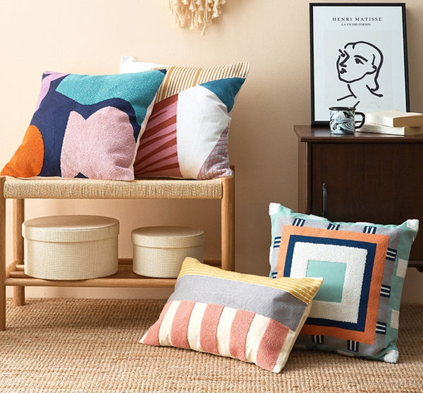 Large Modern Sofa Cushion, Decorative Pillow Covers, Modern Pillows for Couch, Abstract Decorative Throw Pillows for Living Room-ArtWorkCrafts.com