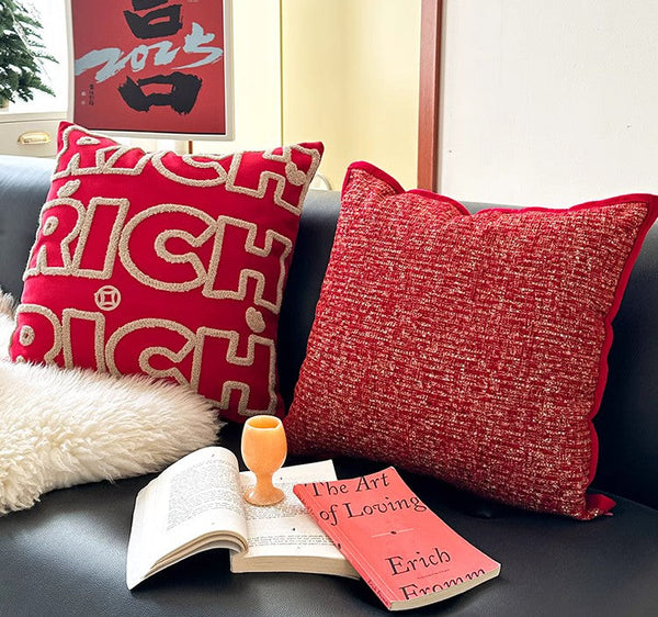 Modern Decorative Pillows for Interior Design, Contemporary Modern Sofa Pillow Covers, Red Square Modern Throw Pillows for Couch-ArtWorkCrafts.com