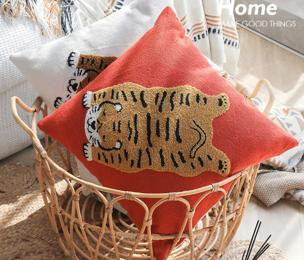 Contemporary Modern Sofa Pillow Covers, Square Modern Throw Pillows for Couch, Lovely Tiger Decorative Pillows for Children's Room, Decorative Pillows for Bedroom-ArtWorkCrafts.com
